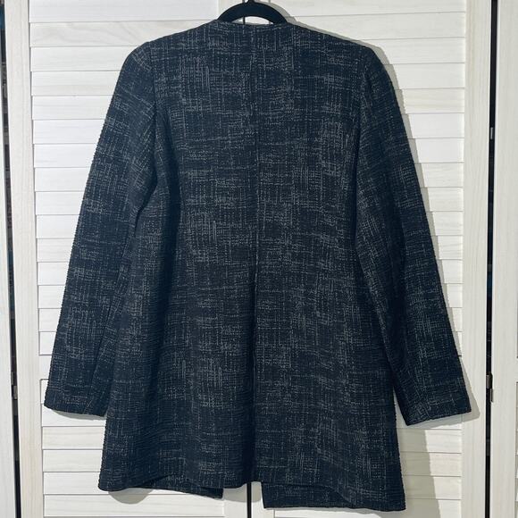 Eileen Fisher Round Neck Jacket in Gray Crosshatch Textured Cardigan XS - Picture 7 of 8